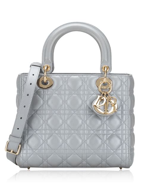 Medium Lady Dior Bag Opaline Gray Pearlescent Cannage .